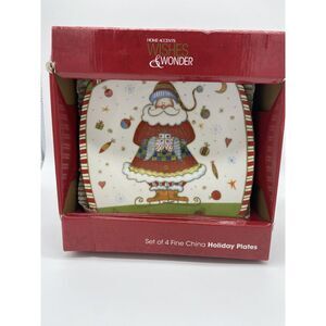 Belk‎ Home Accents Wishes and Wonder 4 Fine China Holiday Plates
